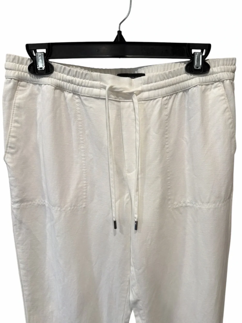 Banana Republic White Linen Blend Pull-On Crop Pants Utility Pocket Clean Minima